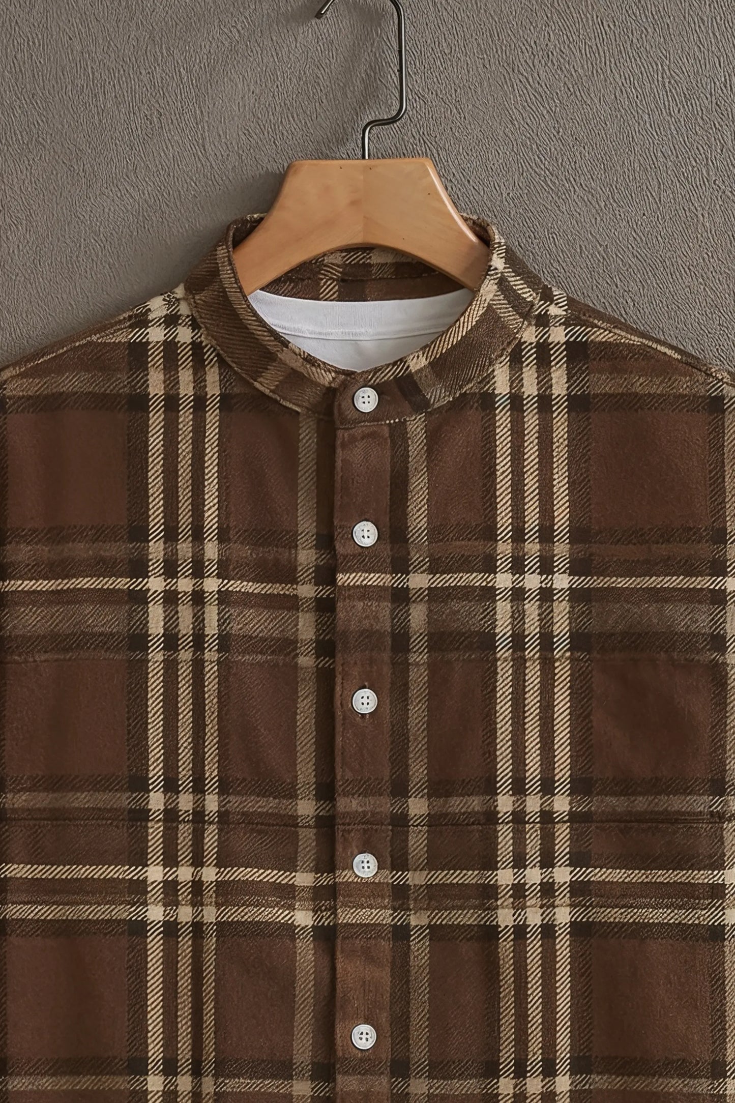 Men's Brown Casual Shirt with Classic Check Print