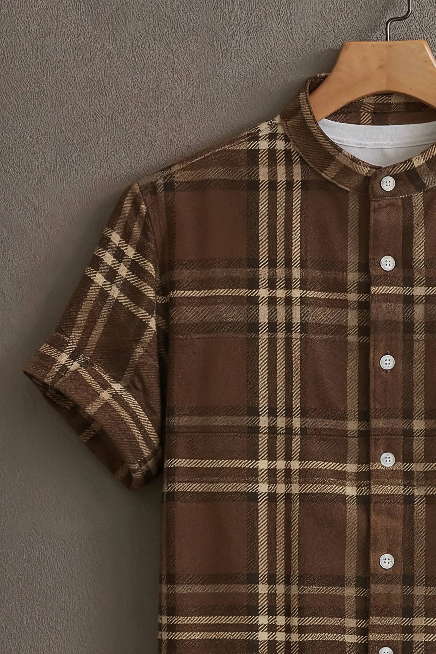 Men's Brown Casual Shirt with Classic Check Print